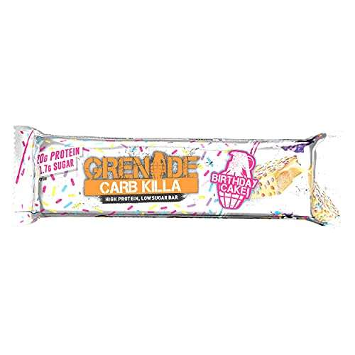 Grenade High Protein, Low Sugar Bar - Birthday Cake, 12 x 60 g £16.43 / £15.61 with Subscribe & Save @ Amazon
