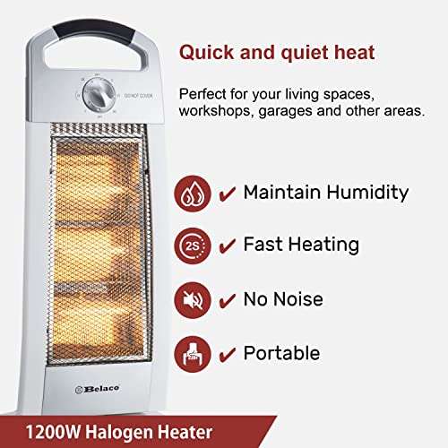 Belaco Halogen Heater Oscillating option 1200W with free 3pcs tube replacement - £27.10 @ Amazon