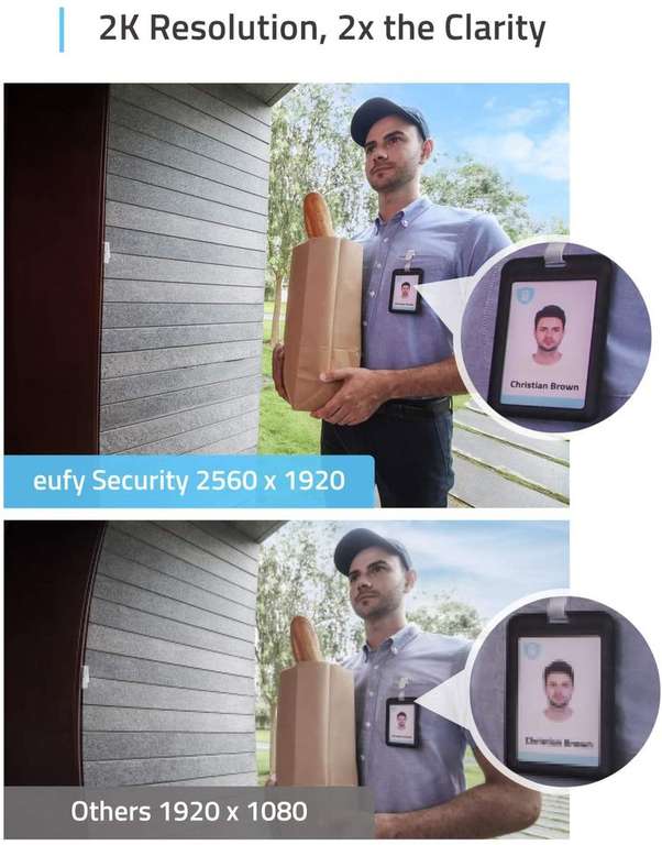 eufy Security Wi-Fi Video Doorbell, 2K Resolution, Local Storage, Human Detection, Wireless Chime - Sold by AnkerDirect UK FBA