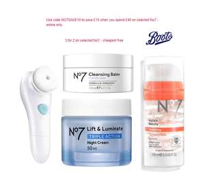 £10 off £40 Spend with code + Includes 3 for 2 on Selected items + Free Delivery @ Boots