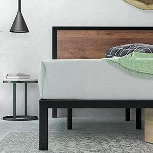 ZINUS Mory 30 cm Metal and Wood Platform Bed Frame | Wood Slat Support - £144.99 @ Amazon
