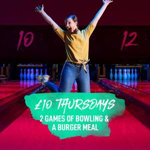 2 Games of Bowling & a Burger Meal - Every Thursday Including School Holidays