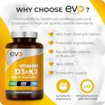 Vitamin D3 4000iu PLUS Vitmain K2 100ug 400 Vegetarian Tablets - 1 Year Supply sold by EVO NUTRITION