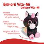 NICI 46316 Cuddy Soft Toy Glubschis Unicorn Vita-Mi 15cm, Black/Multi-Coloured Polka Dots