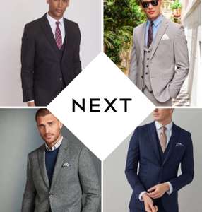 Next Men's Up to 70% off Men's Suits Huge Clearance, Men's Jackets from £25, Trousers from £7 & waistcoats £7 (New lines added) + Free C&C