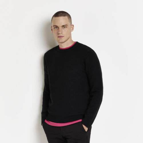 River Island Mens Jumper Black Slim Fit Soft Touch Knitted Long Sleeve Top - Sold by River Island