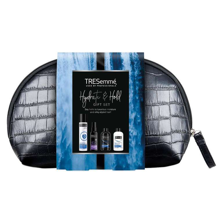 TRESemmé (Hand luggage set) perfect Hair On-The-Go including Freeze Hold Hairspray with wash bag Gift Set for Women 4 piece