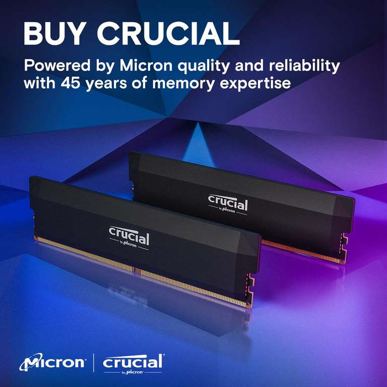 Crucial Pro DDR5 RAM 32GB Kit (2x16GB) 6000MHz CL36 - CP2K16G60C36U5B