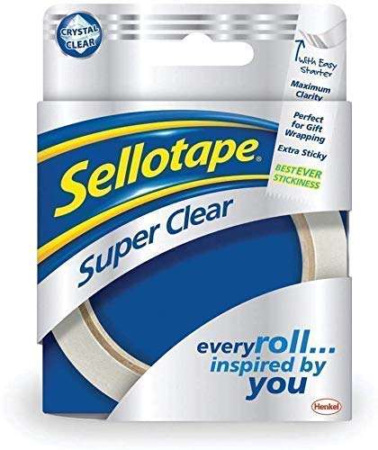 Sellotape Super Clear Tape, Single roll (24mmx50m) - w/Voucher