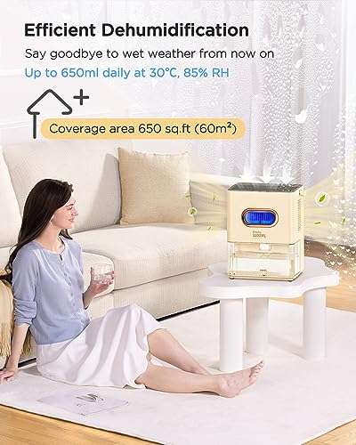 EasyAcc Dehumidifiers for Home 3.2L, Newly Dual Semiconductors - w/Code & Voucher, Sold By Heylive.Store FBA