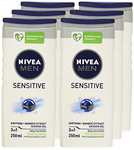 NIVEA MEN Sensitive Shower Gel Pack of 6 (6x250ml) Alcohol-Free Sensitive Skin Shower Gel (£5.40/£5.10 with Subscribe&Save)+ 10% off 1st S&S