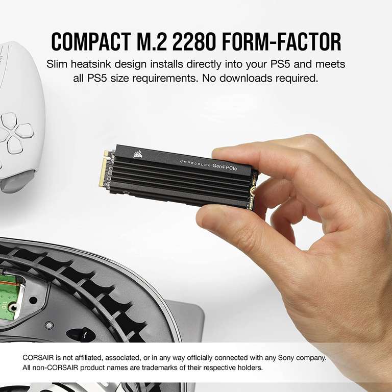 Corsair MP600 PRO LPX 2TB M.2 NVMe PCIe x4 Gen4 SSD - Optimised for PS5
