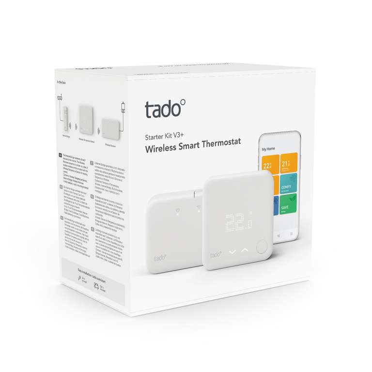 Tado Wireless Smart Thermostat Starter Kit V3+ (EU Version, for Combi Boilers) incl. 12 months Auto-Assist