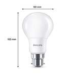 PHILIPS LED Frosted A60 Light Bulb 3 Pack (Warm White 2700K - B22 Bayonet Cap) 60W