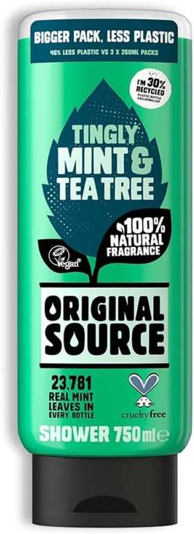 Original Source Mint & Tea Tree Shower Gel, Large Bottle 750ml - £1.53 / £1.37 S&S