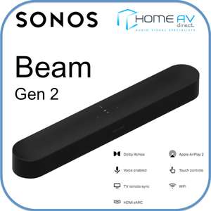 Sonos Beam (Gen 2) with Voice Control Google Alexa and Dolby Atmos - Black w/code sold by homeavdirect