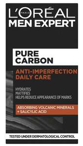 L'Oreal Paris Men's Pure Carbon Anti Imperfection Daily Care Face Cream, 50ml - £4.49 @ Amazon