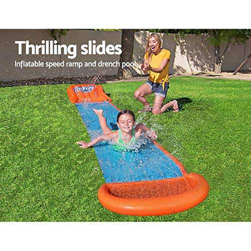 Bestway H20GO! Single Water Slide, 5.5 m Slip and Slide with Inflatable Ramp and Built-In Sprinklers