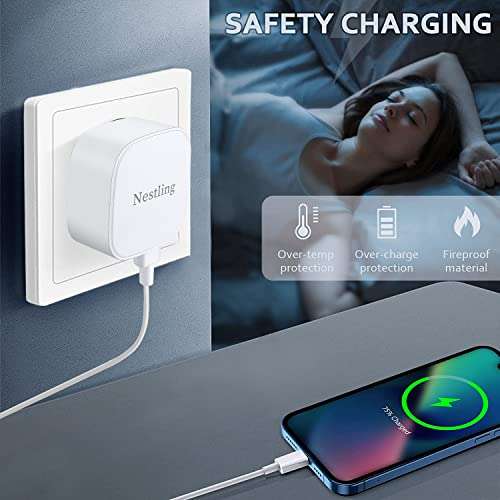 Nestling 2-Pack 20W USB C Fast Charger Plug Type C PD Power Delivery - £7.97 (£3.93 Each) With Voucher @ DERIKEE LIMITED / Amazon