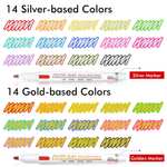 Double Line Metallic Outline Pens, 14 Silver and 14 Gold sold by Lexeu FBA