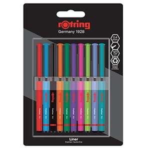 Rotring Liner Fineliner Pens | 0.4 mm | Colouring Pens for Writing & Drawing | Assorted Colours | 10 Count