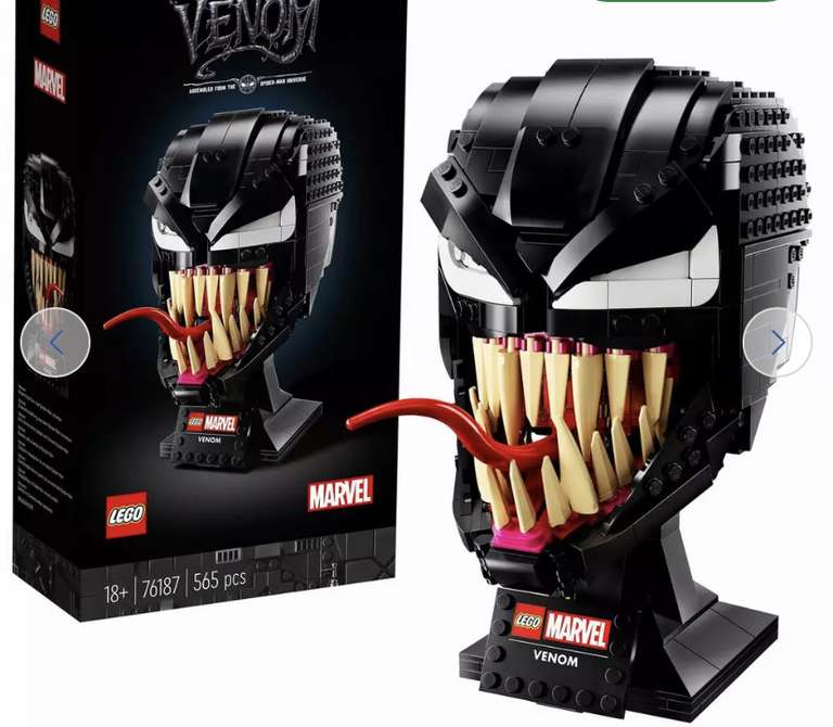 LEGO Marvel Spider-Man Venom Mask Helmet Display Set 76187 £45 With Click & Collect @ Argos (Discount At Checkout)