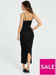 Michelle Keegan Dobby Mesh Strappy Bodycon Midi Dress - Black - Sizes 8, 10 & 14 - Free delivery with Click & Collect on orders over £30