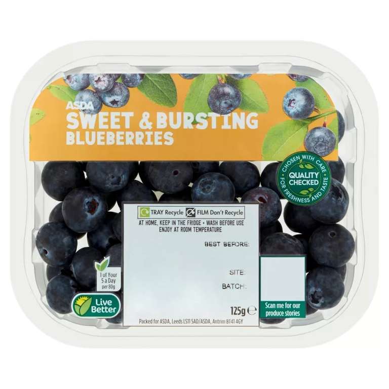 ASDA Sweet & Bursting Blueberries 125g 70p @ Asda Bordesley Green