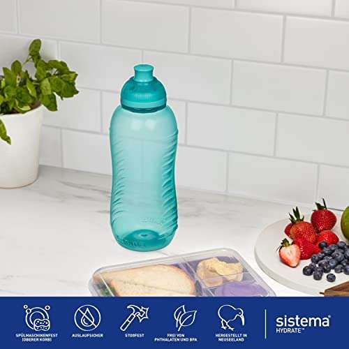 Sistema Twist 'n' Sip Squeeze Kids Water Bottle | Leakproof Water Bottle | 330 ml | BPA-Free | Assorted Colours