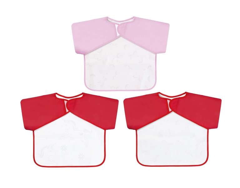 3 x Nuby Coverall Baby Bibs for Toddlers 12 months plus, Long Sleeve Waterproof Weaning Bibs