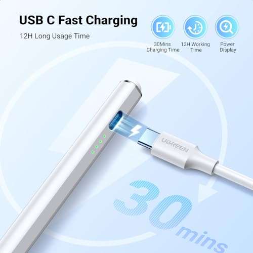 UGREEN Stylus Pen for iPad 2018-2023, iPad Pencil USB-C with Long-Lasting, Palm Rejection, Tilt Sensitivity with voucher - UGREEN Group FBA