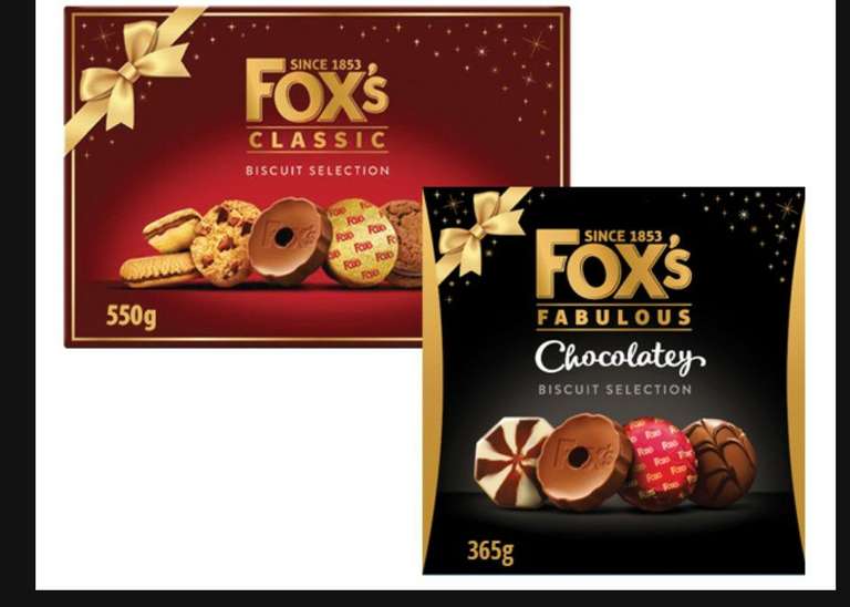 Fox's Chocolatey (365g) / Classic Selection (550g) £2.50 Each @ Farmfoods