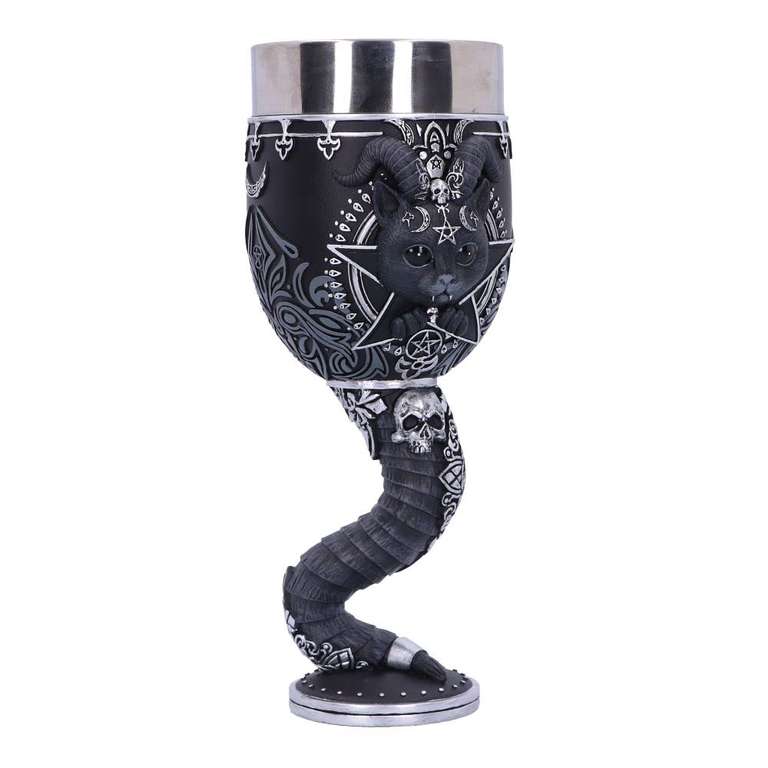 Nemesis Now Cult Cuties Pawzuph Goblet 19.5cm, Cute Scarily Adorable Horned Cat Goblet,Stainless Steel Insert,Finest Resin,Hand-Painted
