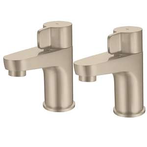 GoodHome Cavally Nickel effect Modern Basin Pillar Tap - Free C&C from selected stores only