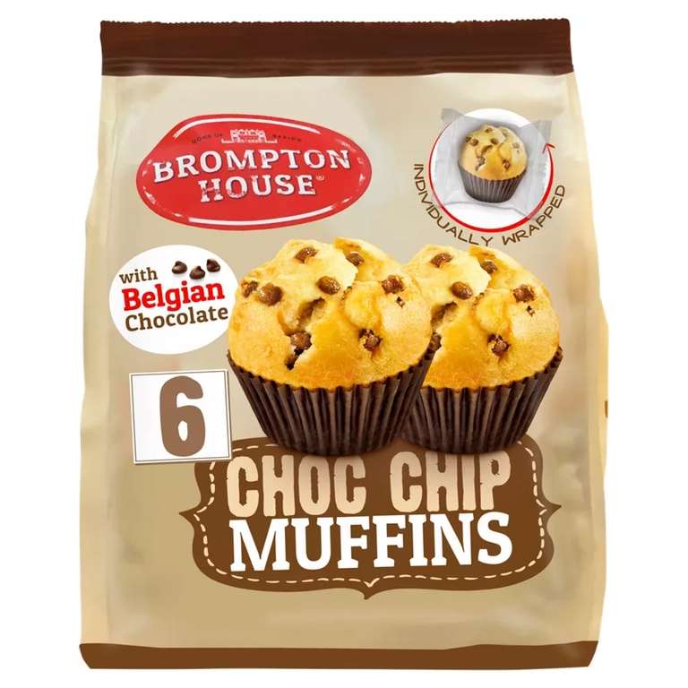 Brompton House Choc Chip Muffins 6pk - £1 @ Asda