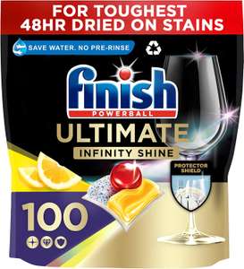Finish Ultimate Infinity Shine 100 Dishwasher Tablets Size. For Ultimate Clean & Diamond Shine £13.95 Subscribe & Save + 20% Voucher 1st S&S