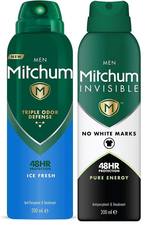 2 x Mitchum Men Triple Odor Defense OR Mitchum Invisible Men 48h Protection Deodorant Spray 200ml (£3.40/£3.10 Subscribe & Save)