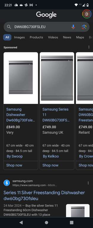 Samsung dishwasher dw60bg730fsleu silver - Instore Costco leeds + Nationwide + possible £100 Samsung Cashback!