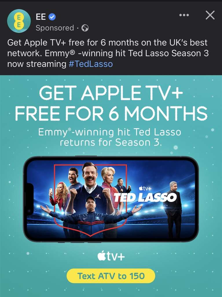 majs Skjult tweet Apple TV+ Free for 6 Months on EE | hotukdeals
