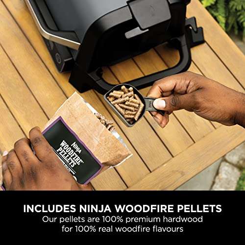 Ninja Woodfire Electric BBQ Grill & Smoker, 7-in-1 Outdoor Barbecue Grill & Air Fryer, Roast, Bake, Dehydrate, Uses Woodfire Pellets