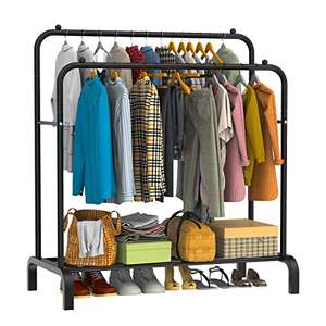 LOEFME Clothes Rail, 110 * 55 * 150cm Multifunctional Metal Clothes Hanging Rail, Black - w/ Code, Sold by SalesCreator EU