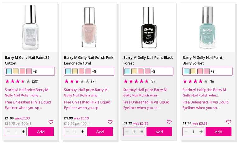 Star Buy! Barry M Gelly Nail Polish (64 shades to choose from): £1.99 + Free Click & Collect @ Superdrug