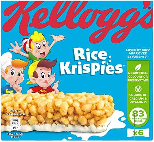 Kellogg's Rice Krispies Cereal and Milk Bar Box, 6 x 20g - £1.09 / 98p S&S