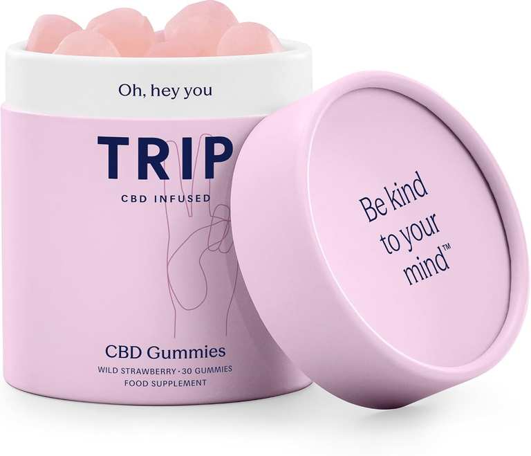 TRIP CBD Infused Gummies, 300mg CBD, High Strength, Wild Strawberry, 30x (£6.29 / £5.94 on S&S)
