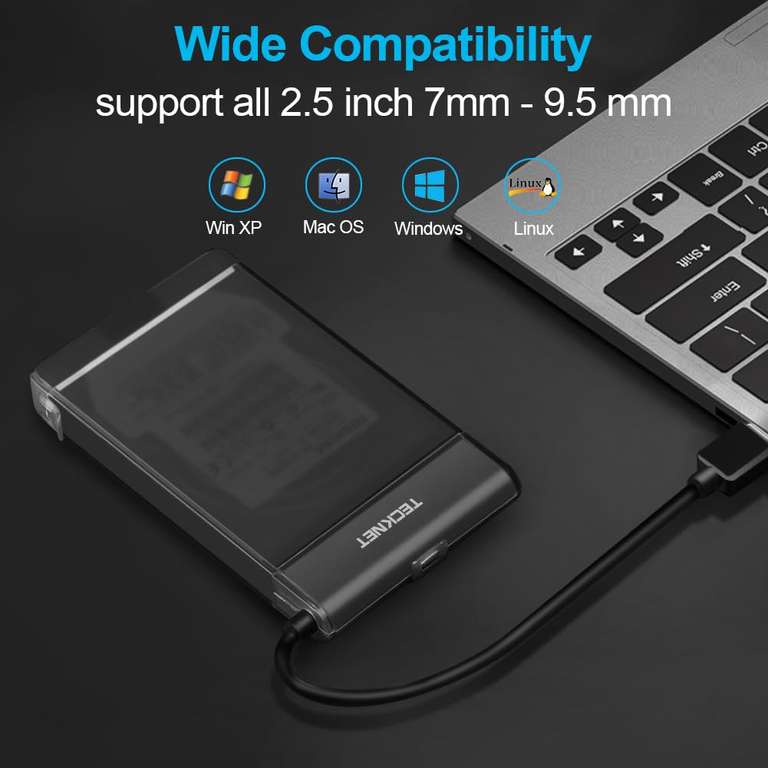 2 x TeckNet 2.5" USB 3.0 HDD SATA External Enclosure with Detachable Case for SATA HDD and SSD - Sold by TECKNET FBA
