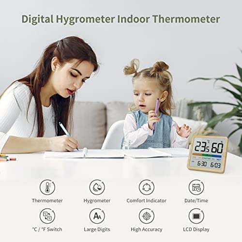 Noklead Digital Thermo-Hygrometer, Portable Indoor Thermometer