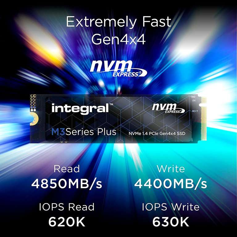 2TB - INTEGRAL (2000GB) M3 PLUS M.2 2280 NVME 1.4 PCIe Gen4x4 up to 4850/4400MB/s R/W - TLC SSD - £87.13 Delivered @ LambdaTek