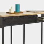 Black & Oak Effect 1 Drawer Desk - £58.49 With Code + Free Delivery - @ Vonhaus
