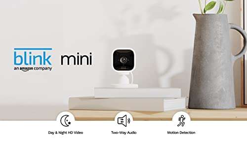 Blink Mini | Compact indoor plug-in smart security camera, 1080p HD day and night video, night vision, motion detection - £19.49 @Amazon