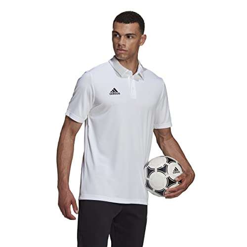 Adidas Men's Entrada 22 Polo Shirt (Short Sleeve), White/Grey, £16.20 with Student Prime